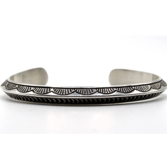Native American Jewelry - Navajo Sterling Carinated Ingot Double Sided Cuff Bracelet R Secatero